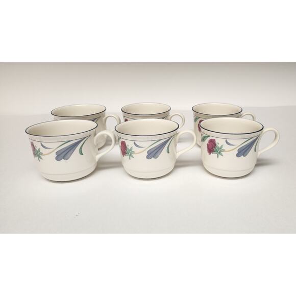 Lenox Chinastone Poppies on Blue Flat Coffee Cups Lot of 11 - Picture 3 of 8